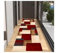 BORKOY Tapis de Passage Long Couloir 60x200cm Style Moderne Bordeaux/Beige Antidérapant Lavable - Tapis Cuisine Long Devant Évier Patchwork Absorbant pour Salon, Buanderie, Entrée en Microfibre