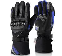 BORLENI Gants Moto Hiver Homme, Gants Moto Chauds avec Isolation 3M Thinsulate, Imperméables Antivent Touchscreen et Protection en Fibre de Carbone, Tailles Blue-M