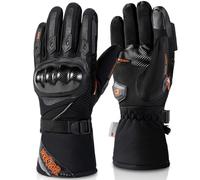 BORLENI Gants Moto Hiver Homme, Gants Moto Chauds avec Isolation 3M Thinsulate, Imperméables Antivent Touchscreen et Protection en Fibre de Carbone, Tailles Black-M
