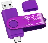 BorlterClamp 32GB USB Type C Flash Drive Dual Connector USB C 3.0 U Flash Drive for Android Smartphone Samsung S10/S9/S8, Huawei Honor, LG, Tablet and Computer (Purple)