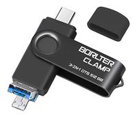 BorlterClamp Lecteur Flash 3 en 1 OTG USB 3.0 512 Go pour téléphones Android, Ordinateurs Portables et Plus Encore - avec 3 Ports (Type-C/MicroUSB/USB-A) pour Samsung Galaxy (Noir)