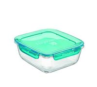 Bormioli 389112-MA4 Boite Alimentaire Frigoverre Evolution, 18x18x8cm, Couvercle, Verre, Transparent/Bleu