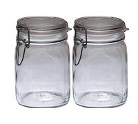 Bormioli Fido Lot de 2 bocaux de conservation avec joint en caoutchouc et fermeture par étrier 1 l
