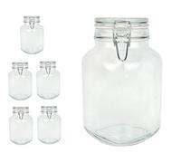 Bormioli Fido Lot de 6 bocaux hermétiques à bouchon mécanique. Conservation des aliments grâce au joint en caoutchouc et au bouchon à étrier. Capacité 2 L