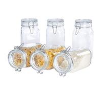 Bormioli Fido Lot de 6 bocaux hermétiques à bouchon mécanique Conservation des aliments Joint caoutchouc et étrier Capacité 1,5 l