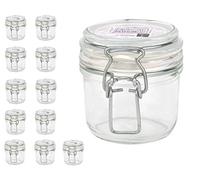 Bormioli Lot de 12 bocaux Fido avec bouchon mécanique - Capacité : 200 ml - Conservation hermétique grâce à l'anneau en caoutchouc et au bouchon à étrier Transparent