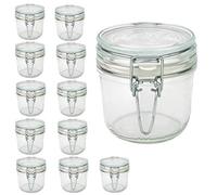 Bormioli Lot de 12 bocaux Fido avec bouchon mécanique - Capacité : 350 ml - Conservation hermétique grâce à l'anneau en caoutchouc et au bouchon à étrier