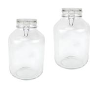 Bormioli Lot de 2 bocaux Fido avec fermeture mécanique - Capacité : 5 l - Conservation hermétique grâce à l'anneau en caoutchouc et au bouchon à étrier