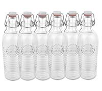 Bormioli Officina 1825 Lot de 6 bouteilles en verre Avec relief et stries Qualité italienne Idéal pour confire, fermenter, décorer, préparer des boissons