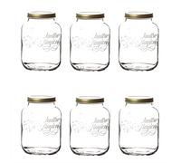 Bormioli Quattro Stagioni Lot de 6 bocaux de conservation de 2 l 19 x 12,5 cm avec couvercle à visser 2000 ml