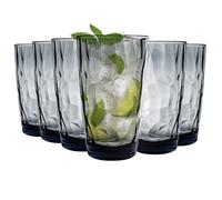 Bormioli Rocco 12x Diamant Highball Lunettes Diplômé Tumblers 470ml Bleu