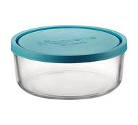 BORMIOLI ROCCO 1663026 Plat Rond en Verre avec Couvercle 1.25 L, Transparent, 18