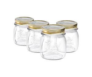 Bormioli Rocco 4X Clair 250ml Quattro Stagioni Glass de Conservation des Pots - Paies de vis ètanche è l'air de Stockage de Conserve de Conserve de Confiture de Confiture maèon