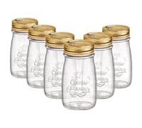 Bormioli Rocco 6X 200ml Quattro Stagioni Bouteilles en Verre avec Couvercle à Vis - Clair Réutilisable Jus Eau Smoothies Boisson Réfrigérateur Conteneurs de Stockage
