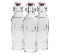 BORMIOLI ROCCO Bouteille en Verre Vintage de 1825 avec Bouchon Amovible Officina - 1200 ML (37,25 oz) - Ensemble de 3