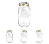 Bormioli Rocco Dots 359920-MQ1 Stagioni Bocal 1 L 50 avec Caps, Verre, Transparent, 1 x 1 x 21 cm (Lot de 4)
