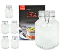 Bormioli Rocco Fido Lot de 6 bocaux en verre avec bouchon à étrier 3,0 L - Classique - Set de bocaux en verre - 3 litres