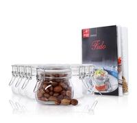 Bormioli Rocco Fido - Set de 6 bocaux en verre pour conserves avec fermeture à levier, capacité : 50 cl, livre de recettes Bormioli inclus