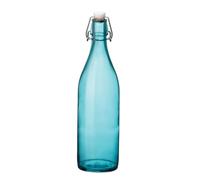 Bormioli Rocco Giara KC99783 Bouteille en verre bleu ciel avec bouchon 33 3/4 oz, acier inoxydable 18/8