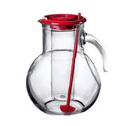 Bormioli Rocco Kufra 72,75 oz. Pichet en verre avec bec de couvercle rouge et tube de glace Pichet d'eau pour le refrigerateur en verre carafe po