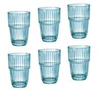 Bormioli Rocco Lot de 6 Verres Barshine LongDrink, Bleu, 38 Cl