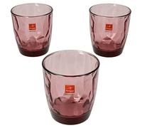 Bormioli Rocco Set de 3 verres à whisky Diamond Rock Purple I 305 ml I Ø 8,5 cm I Structure en diamant Glace au fond Verres violets pour eau jus de fruits & Co Whisky Tumbler verre à cocktail