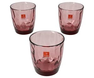 Bormioli Rocco Set de 3 verres à whisky Diamond Rock Purple I 305 ml I Ø 8,5 cm I Structure en diamant Glace au fond Verres violets pour eau jus de fruits & Co Whisky Tumbler verre à cocktail