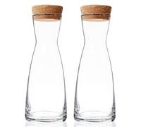 Bormioli Rocco Ypsilon Lot de 2 carafes avec couvercle supérieur en liège naturel, 1 034,8 g, pichet en verre en forme d'étoile pour eau, jus, thé glacé ou vin.