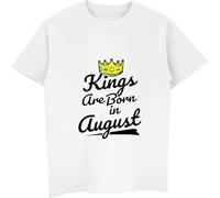 Born in August T Shirt Men Summer Print T Shirt Boy Short Sleeve with White Color Fashion Top Tees Harajuku Streetwear White Manches Courtes(3X-Large)