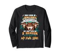 Born in January Birthday Wolf Funny Boy Men Wolves Lovers Manche Longue