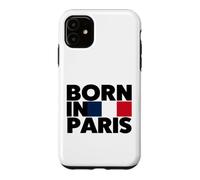 Born in Paris France French Flag Color Block Typography Coque pour iPhone 11