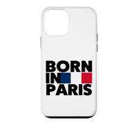 Born in Paris France French Flag Color Block Typography Coque pour iPhone 12 Mini