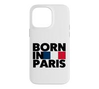 Born in Paris France French Flag Color Block Typography Coque pour iPhone 14 Pro Max