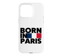 Born in Paris France French Flag Color Block Typography Coque pour iPhone 15 Pro Max