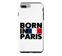 Born in Paris France French Flag Color Block Typography Coque pour iPhone 7 Plus/8 Plus