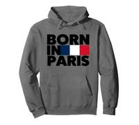 Born in Paris France French Flag Color Block Typography Sweat à Capuche