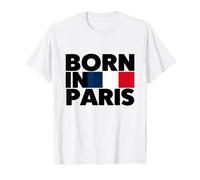 Born in Paris France French Flag Color Block Typography T-Shirt Graphique avec Valeur