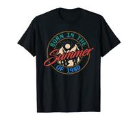 Born In The Summer of 1980 Vintage Camping Camper Anniversaire T-Shirt