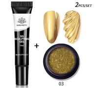 Born Pretty 1/2 Pièces 8ml 5d Gel De Sculpture Avec Poudre De Miroir Solide Bricolage Gel De Gaufrage D'ongle Pour Peinture Sculpture D'ongles.2 Pcs 03.