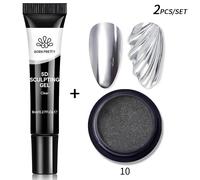Born Pretty 1/2 Pièces 8ml 5d Gel De Sculpture Avec Poudre De Miroir Solide Bricolage Gel De Gaufrage D'ongle Pour Peinture Sculpture D'ongles.2 Pcs 10.