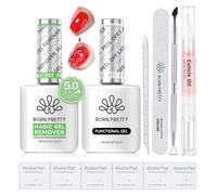 Born Pretty 2 Pièces Dissolvant Vernis Semi Permanent, Gel Nail Polish Remover Magic Remover Professionnel Degraissant Vernis Cleaner avec Ruban en Latex, Outils de Manucure Liquide Pelable