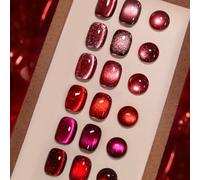 BORN PRETTY Cat Magnetic Eye U V Gel Lot de 6 vernis à ongles rouges à paillettes avec aimant Soak-Off pour débutants DIY Nail Art Manucure Salon