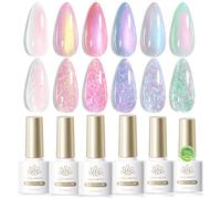 BORN PRETTY Pearl Effect - Lot de 6 vernis à ongles UV - Effet nacré - Rose et blanc - Soak-Off U V - Effet tourbillons
