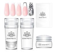 Born Pretty Tampons et Raclettes pour Dessin À Ongles 4Pcs, 3 Pièces Jelly Stamper French, Kit de Tampons en Silicone Longs et Courts pour Manucure Française
