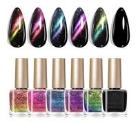 Born Pretty Vernis à Ongles Magnétique 7ML, 5 Couleurs 3D Cat Magnétique Oeil et 1 Noir, Brillant Séchage Rapide Vernis à Ongles DIY Nail Art Manucure