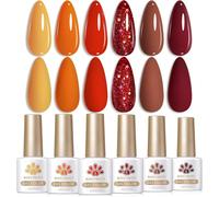 Born Pretty Vernis À Ongles Uv Rouge Scintillant - Vernis À Ongles Gel Orange Jaune Brun Vernis Uv Manucure Et Nail Art Diy À La Maison