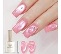 Born Pretty Vernis Semi Permanents Magnétique, Cat Magnetic Eye Peach Pink Cristaux gel Vernis gel Soak-Off pour nail art Manucure Salon DIY à domicile