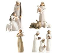 Born Scene Willow-Tree Figurine crèche en résine Naissance Belen Noël Crèche de Noël avec Figurines Crèche de Noël en résine Décoration (A)