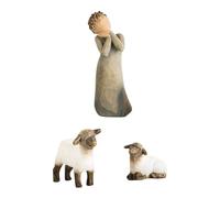 Born Scene Willow-Tree Lot de 3 crèches en résine avec figurines pour la naissance de Belen et Noël