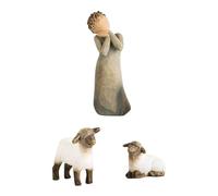 Born Scene Willow-Tree Lot de Figurines de crèche en résine avec Figurines, crèche de Noël, Figurines de crèche de Noël, Figurines en résine Sainte Famille, décoration (A-3 Pièces)